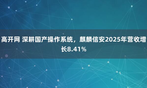高开网 深耕国产操作系统，麒麟信安2025年营收增长8.41%